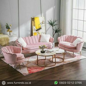 Sofa Tamu Kerang Pink